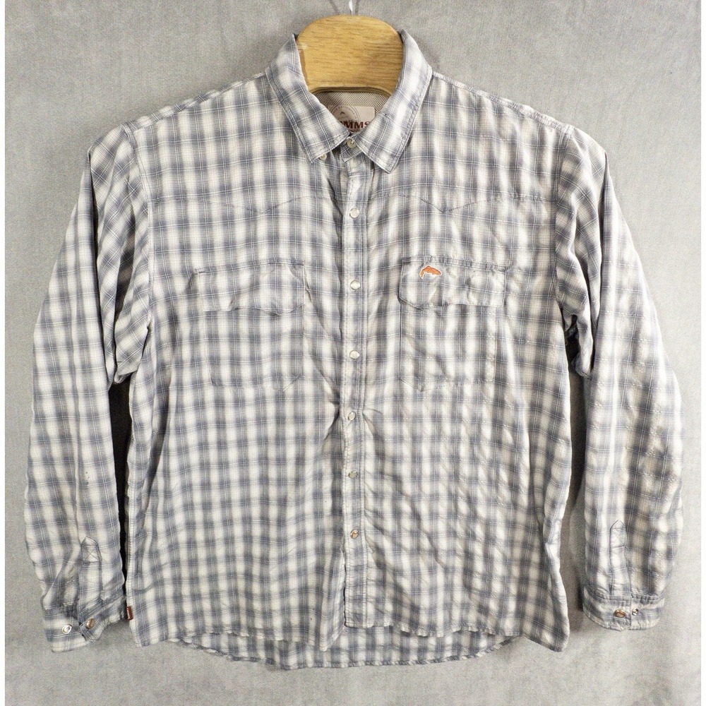 Simms Fishing Big Sky Pearl Snap Shirt Mens XL Lake Outdoor Gorpcore *Read*